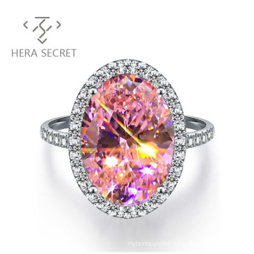 High quality 925 sterling silver ring oval classic pink moissanite rings for women